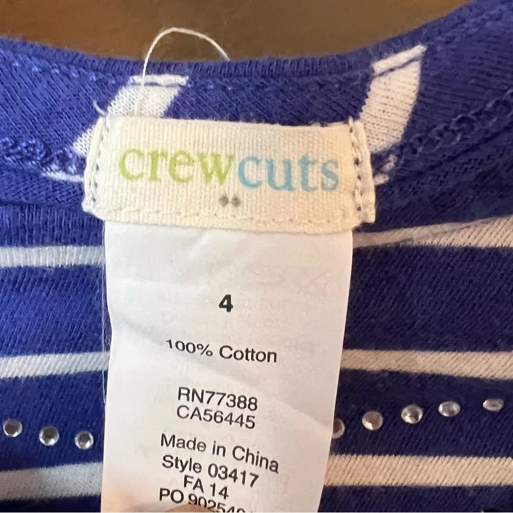J. Crew Crewcuts Girls Navy & White Striped Rhinestone Necklace Size 4 Nautical